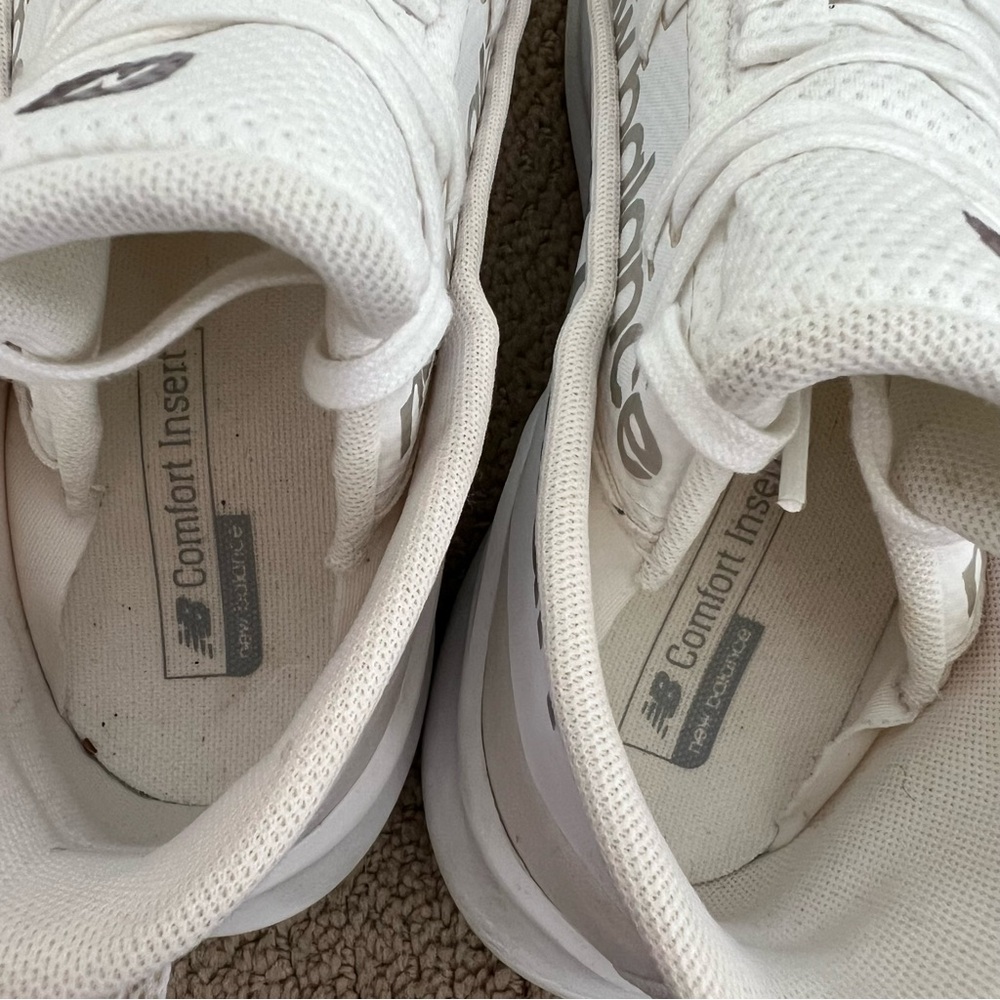 New Balance White and Light Gray Athletic Running Shoes - Picture 5 of 7